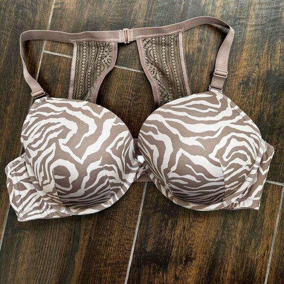 🖤 Cacique Boost Plunge Bra | Size 44D | Zebra Print with Lace Racerback EUC - Picture 3 of 10